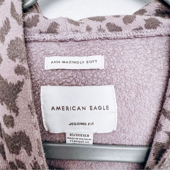 American Eagle Purple Leopard Print Oversized Hoodie Size XS - Picture 5 of 9